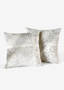 Lot de 2 housses de coussin &agrave; ornements en gris40x40 cm, 100% coton, bonprix