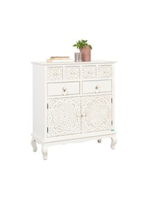 Landscape Kommode , Weiss , Metall , Tanne , massiv , 6 Schubladen , 91.5x100x38 cm , Beimöbel erhältlich, stehend , Kleinmöbel, Kommoden, Kommoden