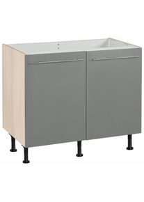Spülenschrank »Bern« 100 cm breit, mit 2 Türen, höhenverstellbare Füsse, mit Metallgriffen , grau , Optifit