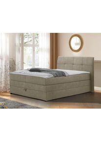 Boxspringbett »Finja« besonders komfortable Liegehöhe, mit praktischem Bettkasten , beige , Home Affaire