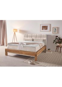 Boxspringbett »Villads« Liegefläche: 160/200 cm aus Balkeneiche, Inside-Boxspring-Unterbau , beige , Home Affaire
