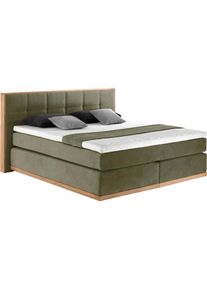 Boxspringbett »Vinton« aus massiver Eiche, verschiedene Härtegrade (auch H4) , grün , Places of Style