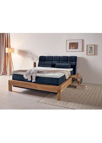 Boxspringbett »Villads« Liegefläche: 160/200 cm aus Balkeneiche, Inside-Boxspring-Unterbau , blau , Home Affaire