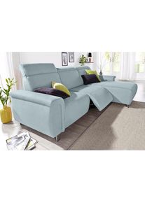 Sit & More Sit & More, sit&more Ecksofa »Township L-Form« wahlweise mit elektrischer Wallfree-Funktion, aqua, Luxus-Microfaser (100% Polyester);NaturLEDER Punch 