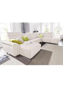 Sit & More Sit & More, sit&more Wohnlandschaft »Township U-Form« wahlweise mit elektrischer Wallfree-Funktion, linen, NaturLEDER (echtes Rindsleder) in Sitz und 