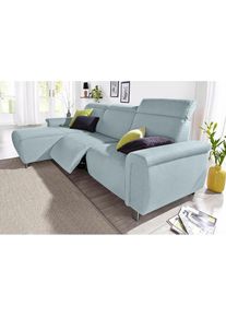 Sit & More Sit & More, sit&more Ecksofa »Township L-Form« wahlweise mit elektrischer Wallfree-Funktion, aqua, Luxus-Microfaser (100% Polyester);NaturLEDER Punch 