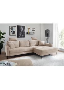 Trends By Hg, Trends by HG Ecksofa »Summer L-Form« in Cord-Stoff mit Metallfuss, beige, B/H/T: 278 cm x 86 cm x 174 cm
