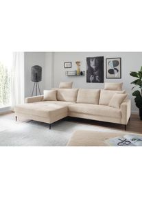 Trends By Hg, Trends by HG Ecksofa »Summer L-Form« in Cord-Stoff mit Metallfuss, cream, B/H/T: 278 cm x 86 cm x 174 cm