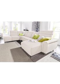 Sit & More Sit & More, sit&more Wohnlandschaft »Township U-Form« wahlweise mit elektrischer Wallfree-Funktion, linen, NaturLEDER (echtes Rindsleder) in Sitz und 