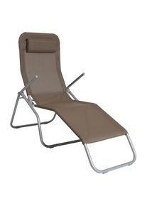 Merxx, Merxx Gartenliege &raquo;XXL&laquo; Stahl/Textil, inkl. Kopfkissen, silberfarben, fl&auml;che: taupe, Obermaterial: 100% Polyester