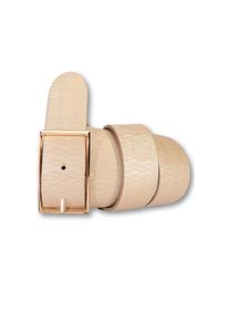 Silbergift, Unisex, Lederg&uuml;rtel Schraffiert, goldfarbene Schliesse, champagner, 105, Hochwertiges Nappaleder gewalkt