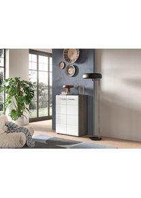 Kommode »Rumba, Breite 60cm, in Rauchsilber Nachbildung/ Weiss Hochglanz« Kommode, Sideboard, Schrank , grau , Inosign