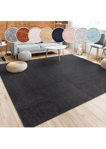 Paco Home, Teppich &raquo;Porto 890&laquo; rechteckig 13 mm H&ouml;he Kurzflor, Uni-Farben, ideal im Wohnzimmer & Schlafzimmer, schwarz, Obermaterial: 100% 