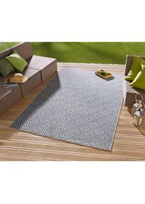 Hanse Home, Hanse Home Teppich &raquo;Karo&laquo; rechteckig 8 mm H&ouml;he In- & Outdoor, L&auml;ufer, Wetterfest, Raute, Balkon, Garten, Flur, blau, Kunstfaser, 8 mm