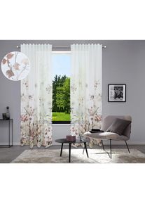 Home Affaire, Home Affaire Gardine &raquo;Friesach&laquo; Multifunktionsband 1 Stk. tlg. Blumenmuster, transparent, Multifunktionsband, Pflegeleicht, einladend, 