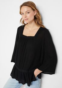 Blouse &agrave; encolure carr&eacute;e en noir, Taille 48, bonprix