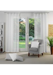 WIRTH, Vorhang &raquo;Sunday&laquo; Schlaufen 1 Stk. tlg. nach Mass, wei&szlig;, Jacquard, Baumwolle, Polyester