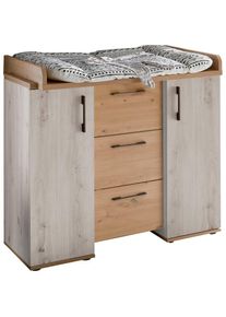 M&auml;usbacher M&auml;usbacher, Wickelkommode &raquo;Micha&laquo; bis 50 kg umbauf&auml;hig zur Kommode 97 cm, artisan, wei&szlig;, asteiche, Holzwerkstoff, B/H/T: 97 cm x 92 cm x 71 cm