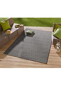 Hanse Home, Hanse Home Teppich &raquo;Karo&laquo; rechteckig 8 mm H&ouml;he In- & Outdoor, L&auml;ufer, Wetterfest, Raute, Balkon, Garten, Flur, schwarz, Kunstfaser, 8 mm