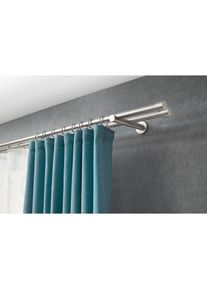 GOOD LIFE, Gardinenstange &raquo;CAP&laquo; &Oslash; 16 mm 2 l&auml;ufig-l&auml;ufig Fixmass mit Ringen, chromfarben, Kunststoff, Metall