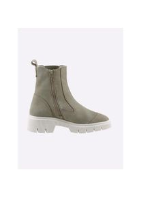 Heine, Unisex, Heine Stiefelette, khaki, 39, aus Rind-Veloursleder