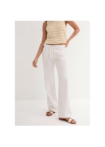 bonprix, Unisex, bonprix Leinenhose mit Kordelzug und grossen Taschen, wei&szlig;, 36, N-Gr, Grosse Eingrifftaschen vorne und aufgesetzte Taschen hinten 