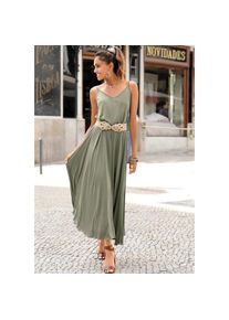 Buffalo, Unisex, Maxikleid aus Jersey in weiter Form, leichtes Sommerkleid, Strandkleid, Basic, khaki, 38, N-Gr, Sommerliche Spaghettitr&auml;ger