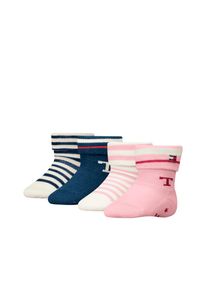 Tommy Hilfiger, Unisex, Socken &raquo;TH BABY SOCK 4P FOLD OVER STRIPE ECOM&laquo; 4er Pack, pink, tommy original, 15-18