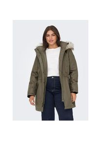 Only Carmakoma, Unisex, Only CARMAKOMA Parka &raquo;CARIRENA PARKA COAT OTW&laquo; mit Kapuze Kunstfaser, regular fit, stone gray detail:nature fur, XL, Curvy-