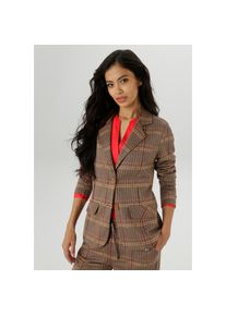 Aniston Selected, Unisex, Aniston SELECTED Jerseyblazer mit klassischem Hahnentritt- und Karomuster, camel, braun, goldgelb, rot, beige, 38, Blazer 