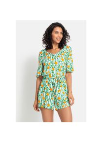 Buffalo, Kurzoverall mit Bindeg&uuml;rtel, mit Alloverdruck, sommerlicher Jumpsuit, Strandmode, bedruckt, 40, N-Gr, Kurzoverall