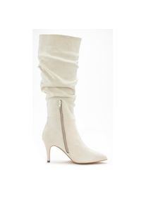 Lascana, Unisex, Lascana Reissverschlussstiefel mit modischer Raffung, Langschaft, High-Heel Stiefelette,Slouchy Boots, beige, 40, Mit modischer 
