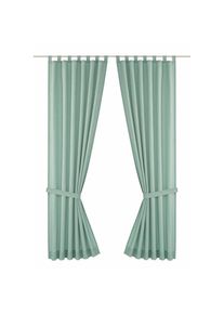 WIRTH, Vorhang &raquo;Lahnstein&laquo; Schlaufen 2 Stk. tlg., lindgr&uuml;n, Polyester
