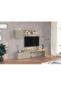 Inosign, Inosign TV-Wand &raquo;Chronos TV-Set, Wohnwand &ndash; Elemente frei platzierbar, Made in Italy&laquo; Set, 3-er set, 3 Stk. tlg., taube, eiche wotan, B/H/T: 