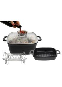 ELO Basic, Br&auml;ter &raquo;Multifunktionstopf-Set Cubus&laquo; Set, 4 Stk. tlg. Aluminiumguss, schwarz, &Oslash; 24 cm