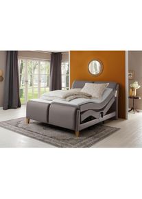 Home Affaire, Home Affaire Boxspringbett &raquo;Messina2&laquo; Liegekomfort elektrisch Verstellbar, elephant, Holzwerkstoff, Kunstleder, Massivholz, Kunstleder 