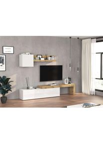 Inosign, Inosign TV-Wand &raquo;Chronos TV-Set, Wohnwand &ndash; Elemente frei platzierbar, Made in Italy&laquo; Set, 3-er set, 3 Stk. tlg., wei&szlig; hochglanz, eiche wotan
