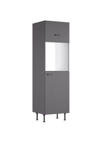 Kochstation, KOCHSTATION Backofen/K&uuml;hlumbauschrank &raquo;KS-Paula&laquo; 60 cm breit, 211 cm hoch, mit 1 Klappe, 1 T&uuml;r, anthrazit, anthrazit, B/H/T: 60 cm x 