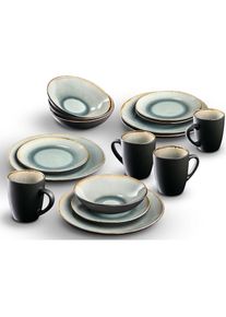 my home, my home Kombiservice &raquo;Liane&laquo; Geschirr-Set in trendiger Naturoptik, grau, Steinzeug, 16 Stk.