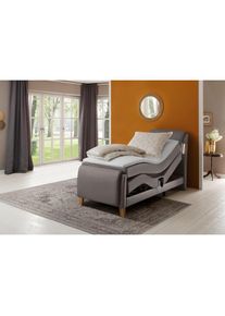 Home Affaire, Home Affaire Boxspringbett &raquo;Messina2&laquo; Liegekomfort elektrisch Verstellbar, elephant, Holzwerkstoff, Kunstleder, Massivholz, Kunstleder 