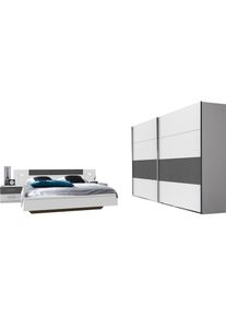 wimex, Schlafzimmer-Set &raquo;Angie&laquo; Set, 4 Stk. tlg., wei&szlig;, graphit, Nachttisch mit 2 Schubk&auml;sten