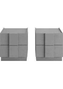 Inosign, Inosign Nachtschrank &raquo;Jupiter, Nachtkommode (2-St), Nachttisch, Nachtkonsole, 2 Schubladen&laquo; Spar-Set, 2 Stk. tlg. B/T/H 50/42/52 cm, moderne 