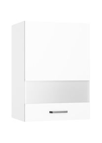 Kochstation, KOCHSTATION H&auml;ngeschrank &raquo;KS-Paula&laquo; 50 cm breit, 70 cm hoch, mit 1 T&uuml;r mit Glaseinsatz, 2 Einlegeb&ouml;den, wei&szlig; matt, wei&szlig;, B/H/T: 50 cm x 