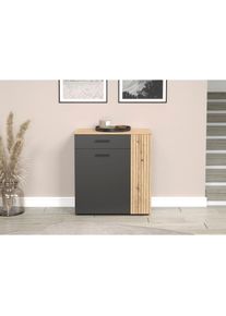 Home Affaire, Home Affaire Schuhschrank &raquo;Estepona&laquo; 1 Stk. tlg. Schuhkommode mit 2 T&uuml;ren und Schubkasten &ndash; (B/T/H) 80/36/88 cm, anthrazit, 