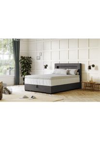 COTTA, COTTA Boxbett &raquo;Kelly&laquo; ausgestattet mit LED-Licht, inkl. Bettkasten, dunkelgrau, 100% Polyester, Flachgewebe LEINENOPTIK