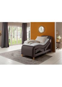 Home Affaire, Home Affaire Boxspringbett &raquo;Messina2&laquo; Liegekomfort elektrisch Verstellbar, mocca, Holzwerkstoff, Kunstleder, Massivholz, Kunstleder 