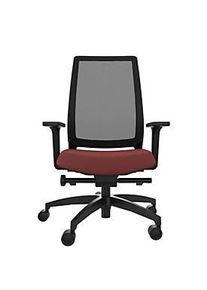 Dauphin B&uuml;rostuhl Sequel, mit 2F-Armlehnen, Synchronmechanik, Muldensitz, hohe Netz-R&uuml;ckenlehne, schwarz/rot