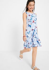 Jerseykleid aus reiner Bio-Baumwolle mit Volant in blau, Gr&ouml;sse 152/158, 100% Baumwolle, bonprix