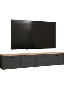 Home Affaire, Home Affaire TV-Wand &raquo;Bajo&laquo; 2 Stk. tlg., anthrazit, evoke eiche, Holzwerkstoff, Kunststoff, B/H/T: 240 cm cm x 50 cm cm x 40 cm cm
