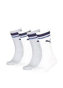 Puma, Herren, Puma Socken &raquo;Puma BOYS HERITAGE STRIPE CREW 4P ECOM&laquo; 4er Pack, wei&szlig;, grau, blau, 31-34